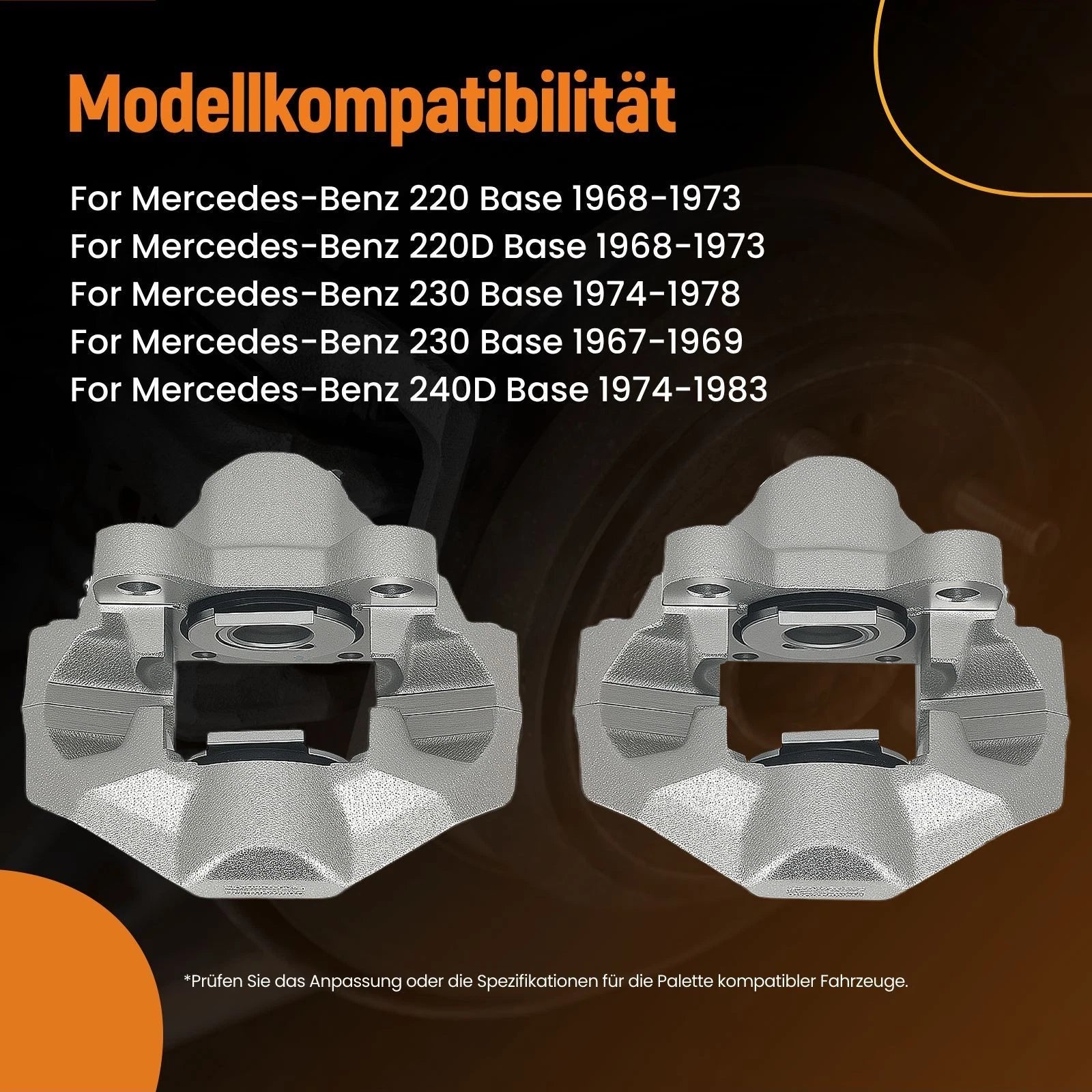 Brake Caliper Set for Mercedes-Benz 280/300D (1973–1985) 2 Piston