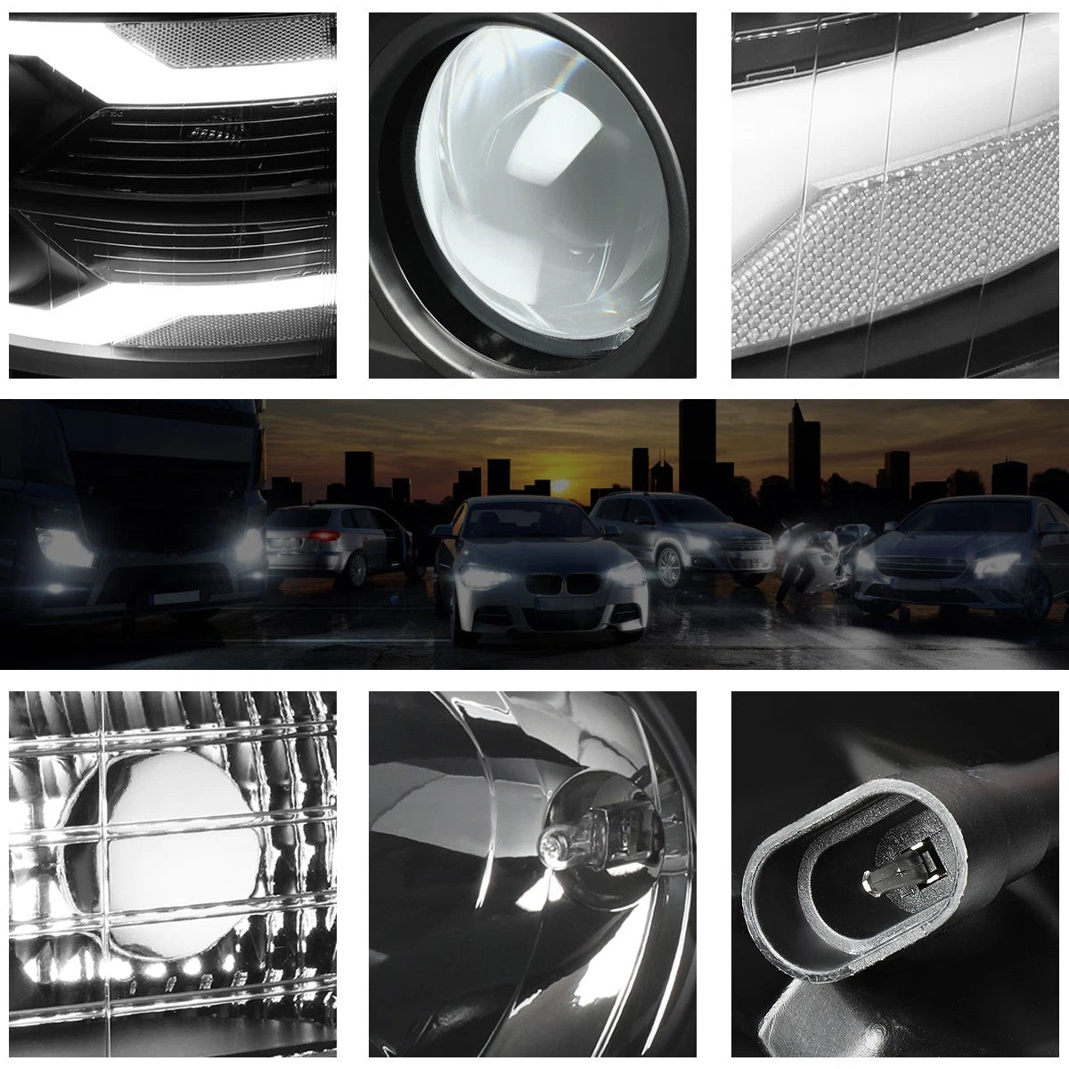 LED DRL Chrome Housing Headlight Set for GMC Sierra (2007–2014)