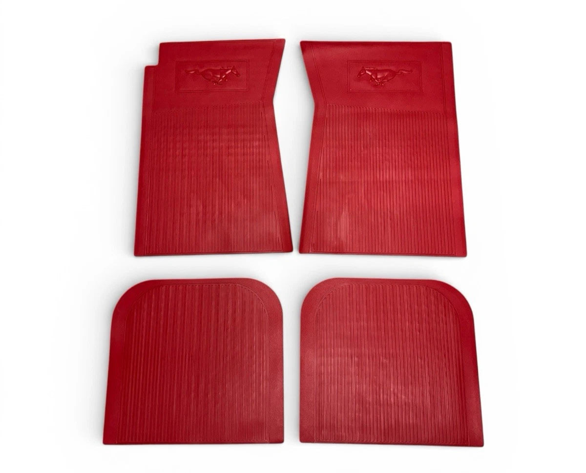 Floor Mat Set 4 Piece Red with Pony Logo for 1964-1973 Ford Mustang