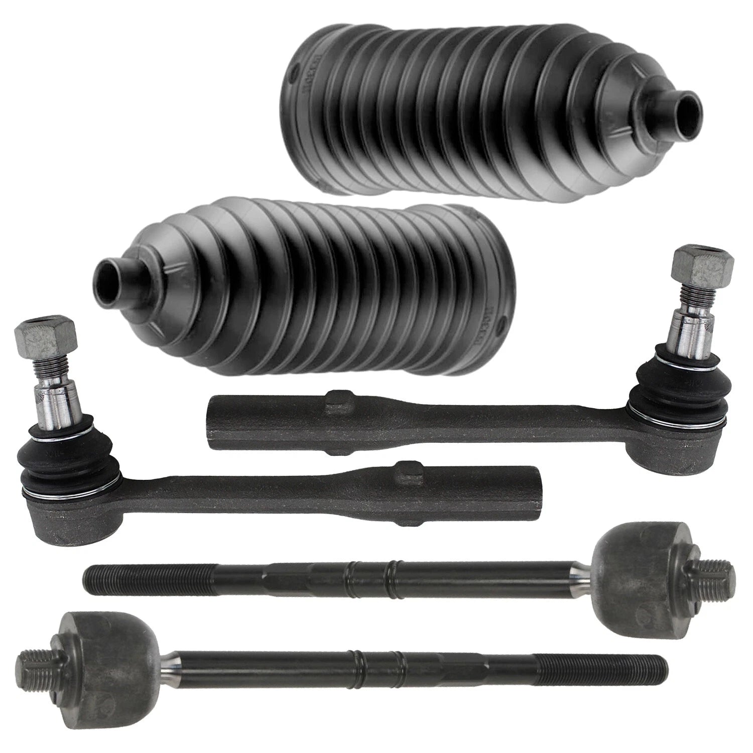 Set of 6 Inner & Outer Steering Tie Rod Ends & Boots for C216 W221 RWD