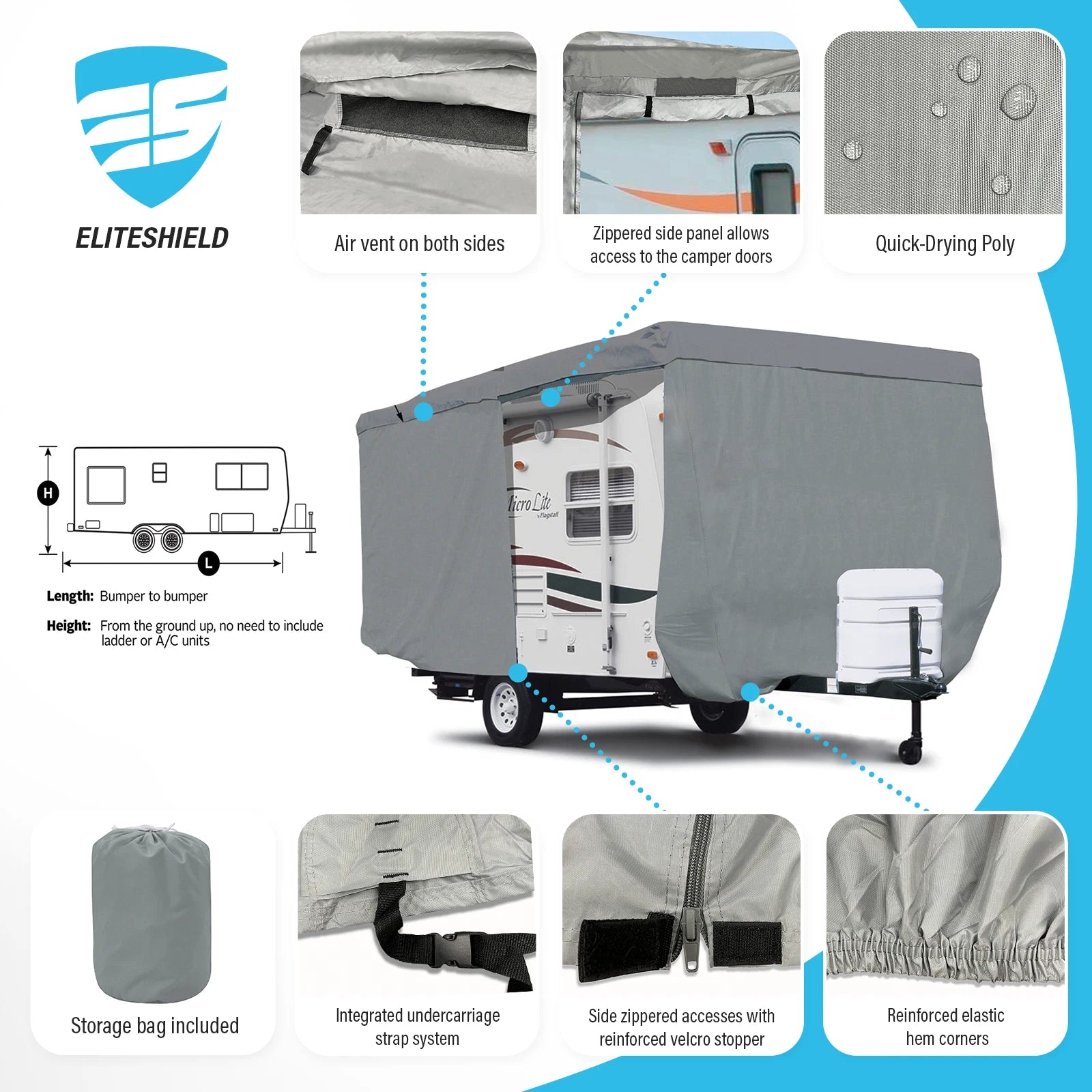 Travel Trailer Cover for Jayco Jay Feather Micro 183FBS (2018–2023)
