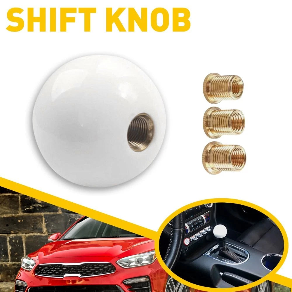 Universal Round Glossy White Acrylic Shift Knob for Manual Shifter