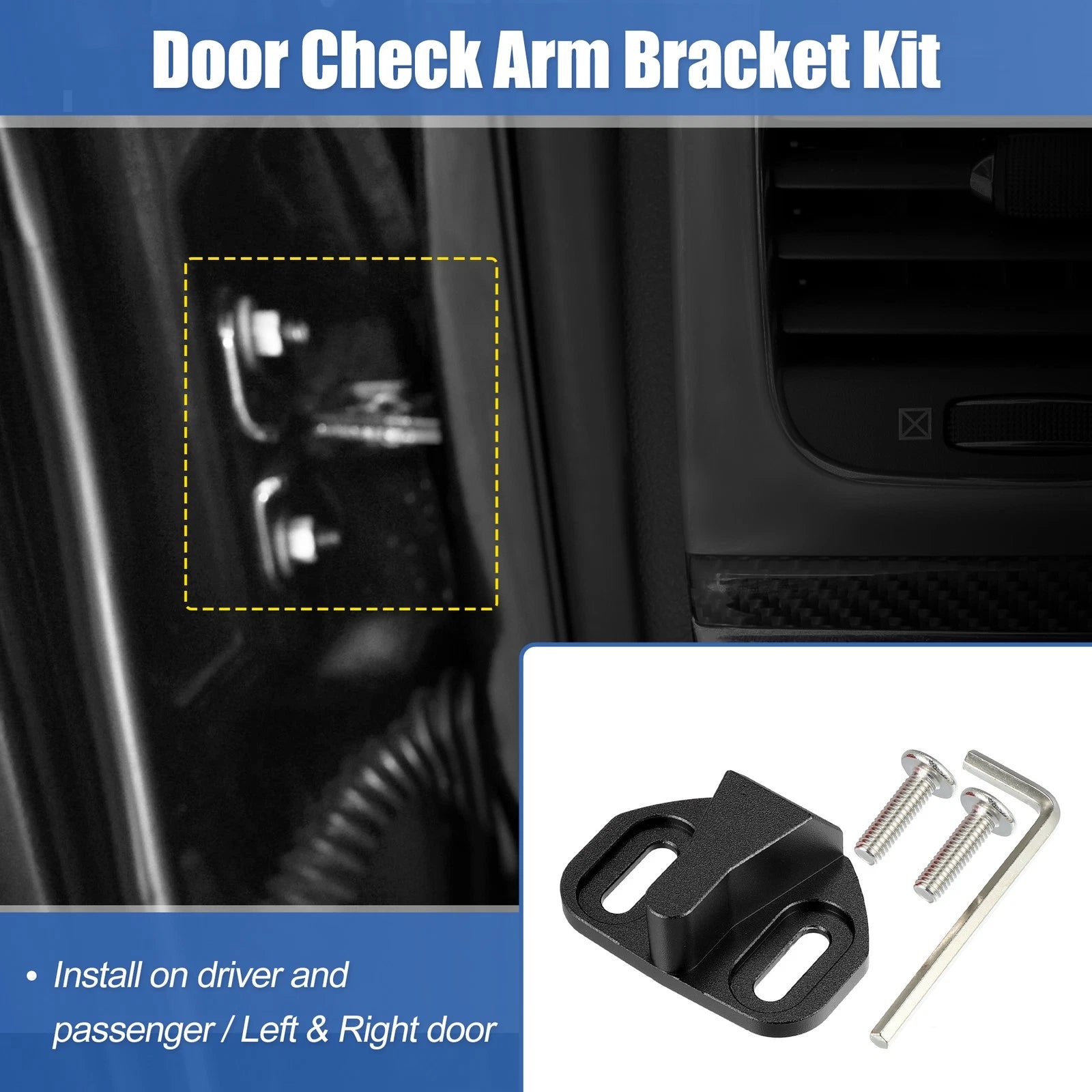 Set of 2 Door Check Brackets for Toyota FJ Cruiser (2007–2014) Black