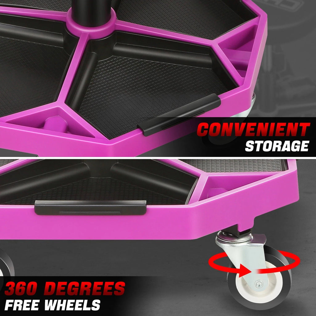 Adjustable Rolling Stool for Garage (15.74"-21.25", 300lbs Capacity)