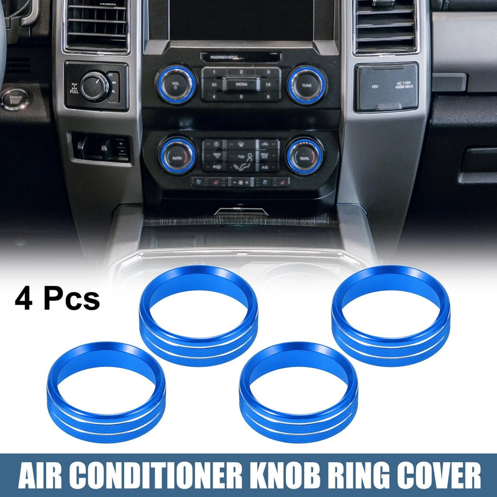 Set of 4 Air Conditioner Knob Ring Covers for Ford F150 XLT (2015–2019) Blue 782685393584