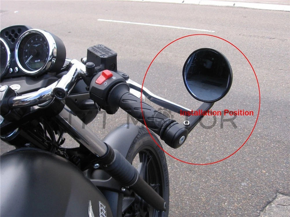 CNC Black 3" Bar End Mirrors for Harley Triumph Victory Motorcycle (1")