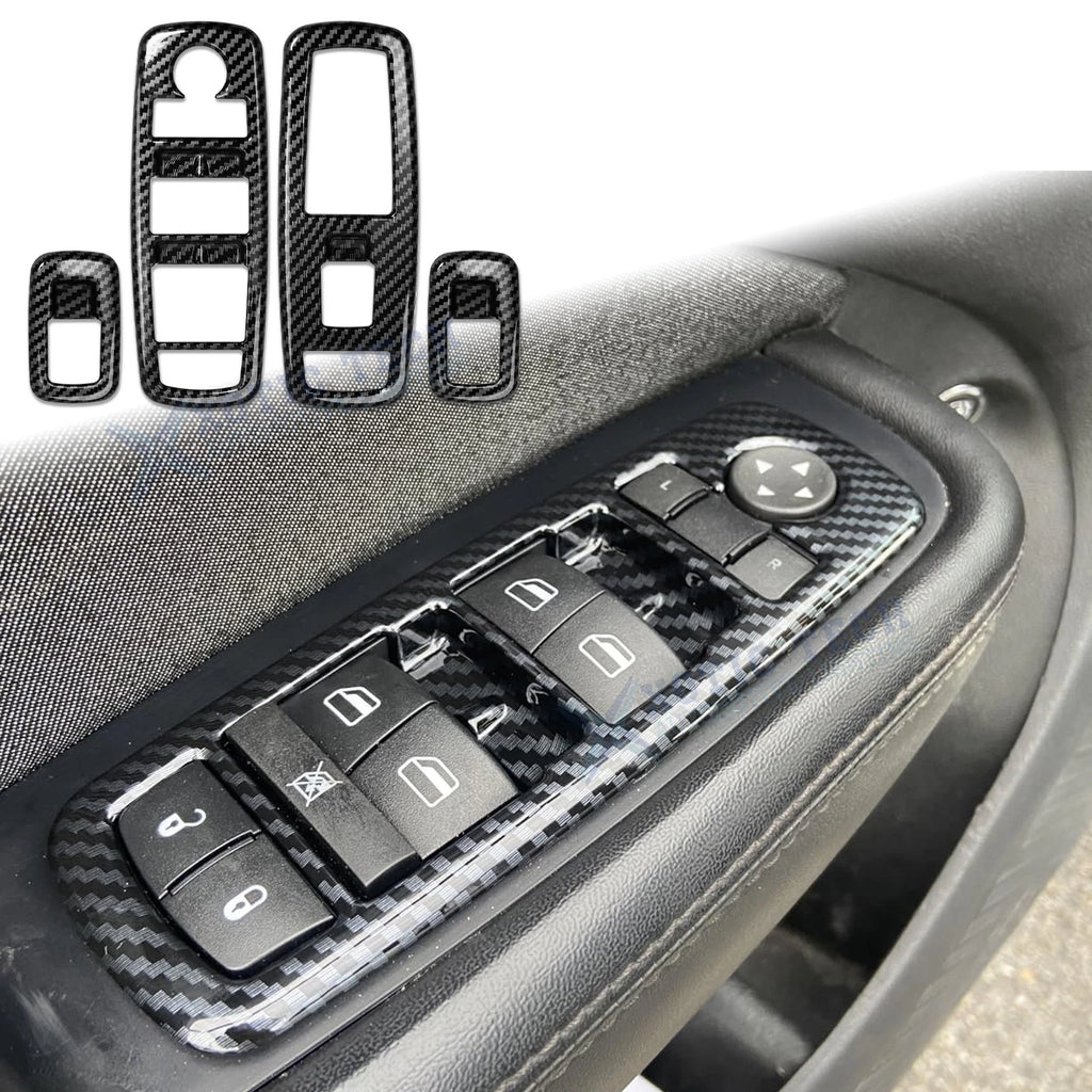 Carbon Fiber Look Window Lift Switch Cover for Dodge Charger, Durango, Ram (2014–2020)