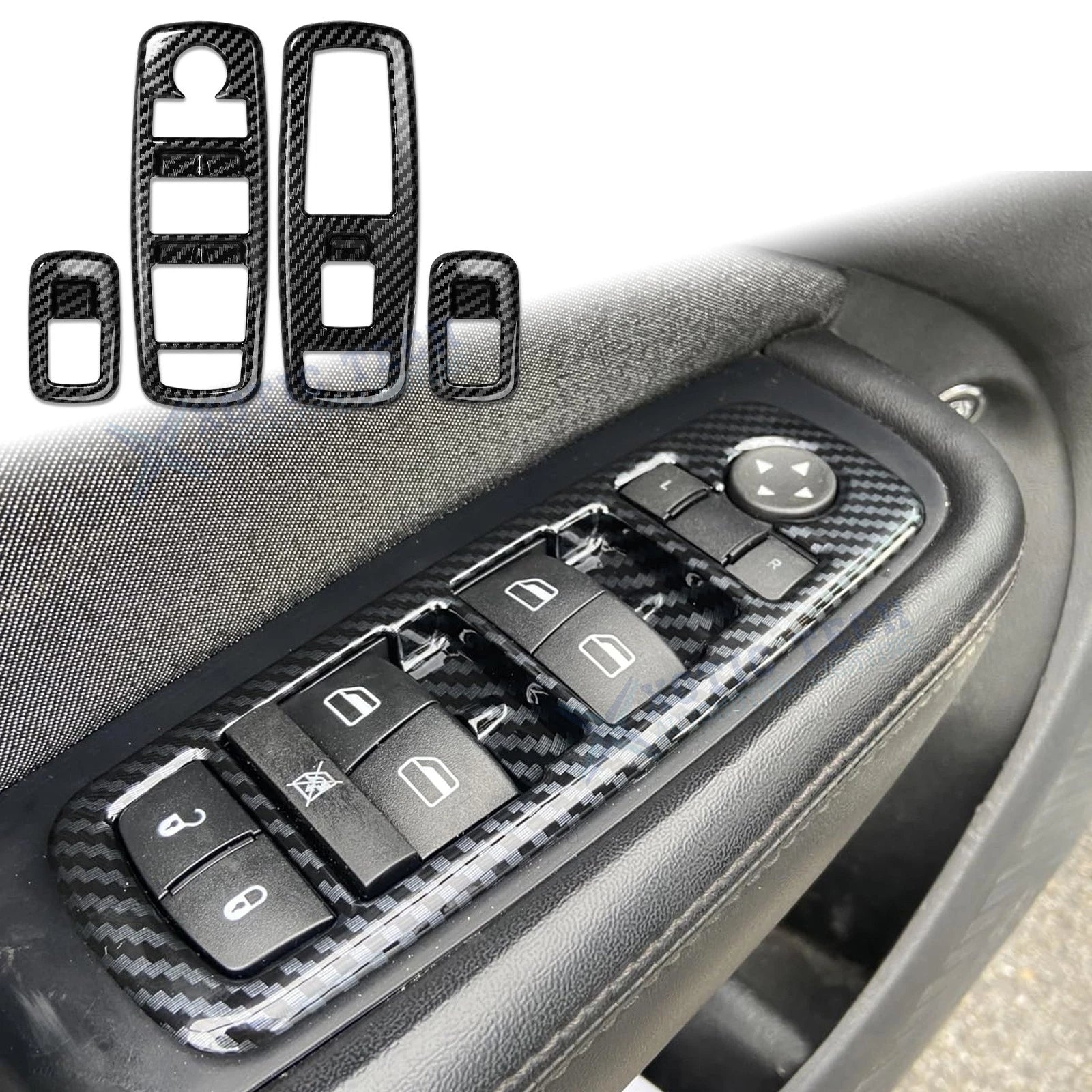 Carbon Fiber Look Window Lift Switch Cover for Dodge Charger, Durango, Ram (2014–2020)
