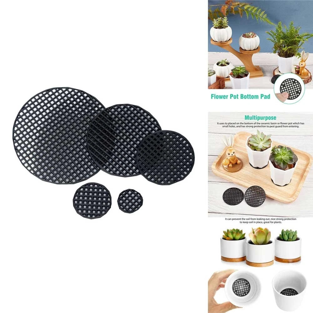 Mesh Pads Gasket for Flower Pot Garden Tool (Black, Round)