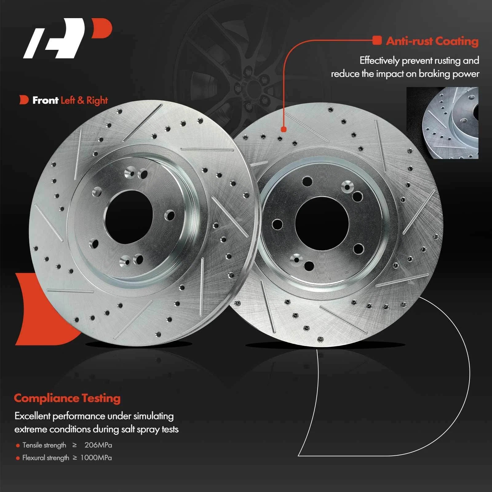 Front Drilled Brake Rotors & Ceramic Pads for Kia Sedona (2015–2020)
