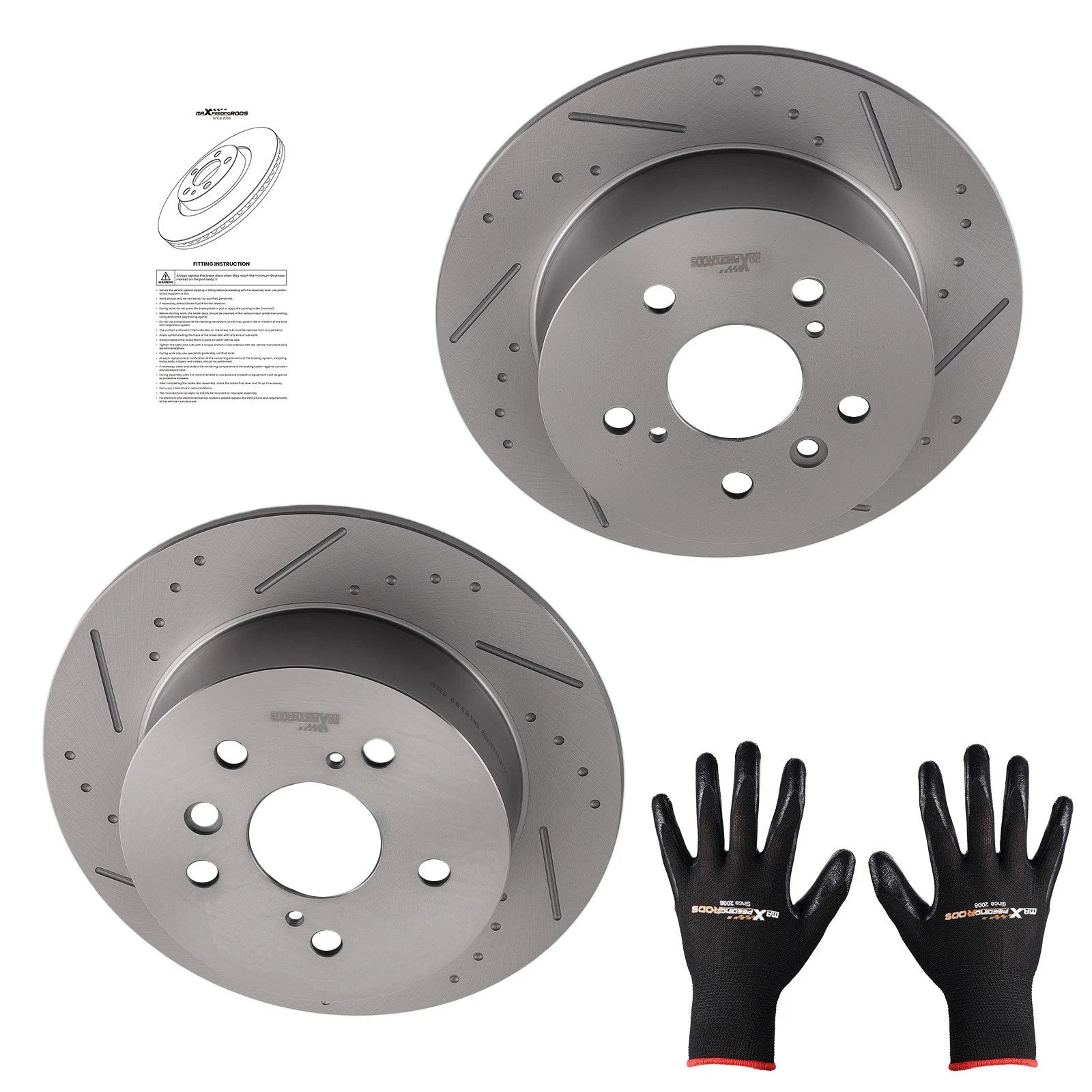 Rear Brake Rotors Kit for Lexus ES350 (2007–2012), Toyota Avalon (2008–2012), Camry (2007–2011)