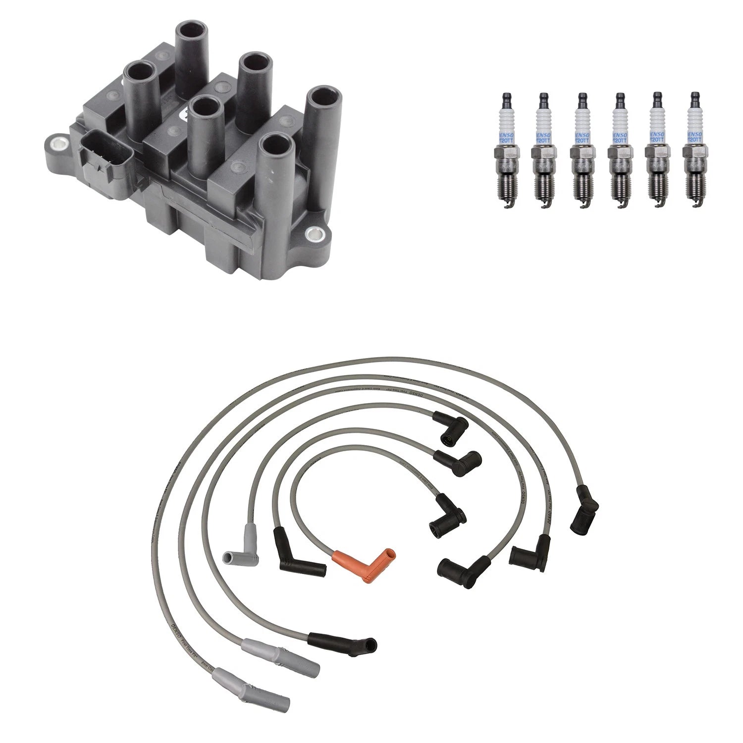 Denso Ignition Coil Wires & 6 Platinum Spark Plugs Kit for E-150 F-150 (1997–2003)