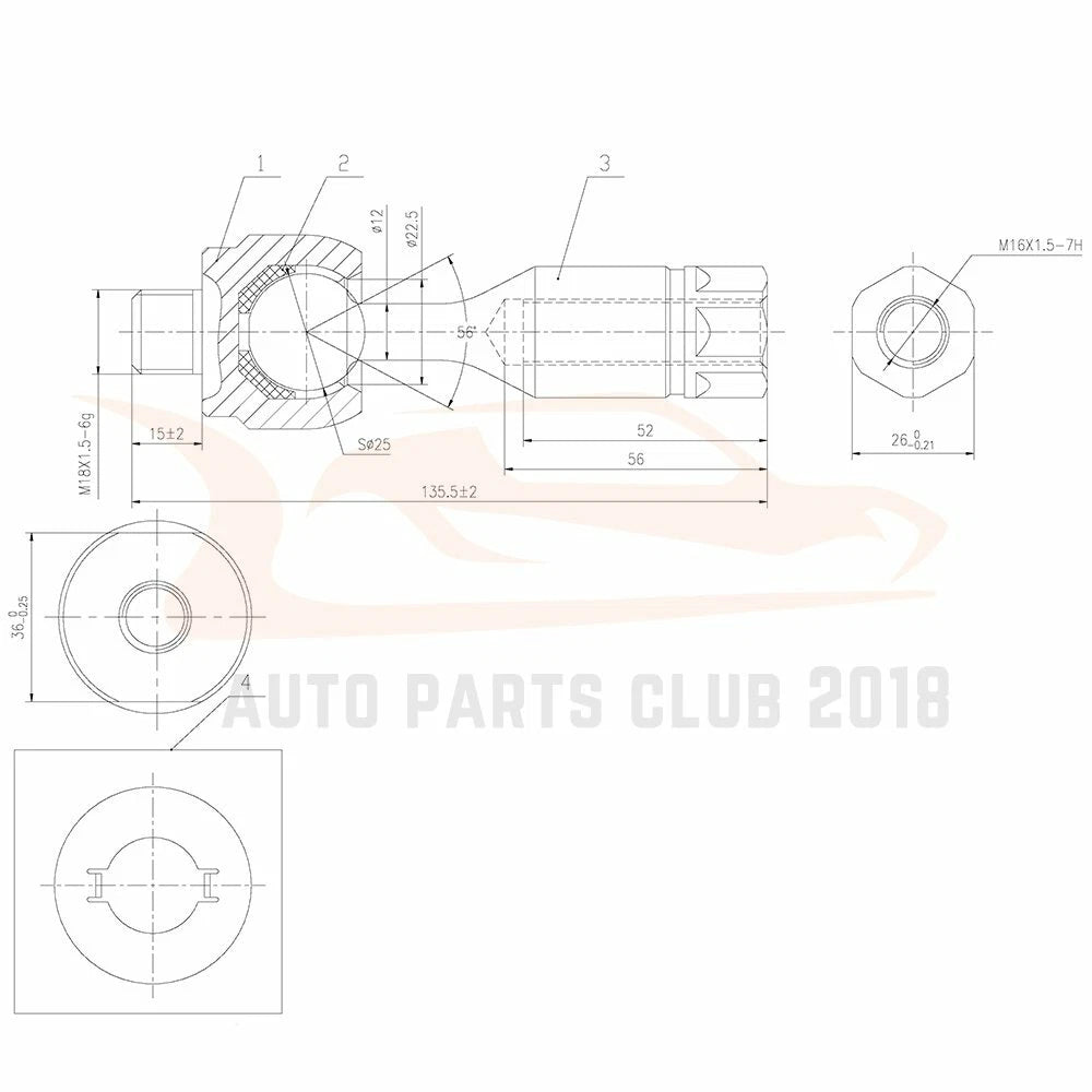Set of 4 Front Inner Outer Tie Rod Suspension Kit for Chevrolet Trailblazer (2002–2009)