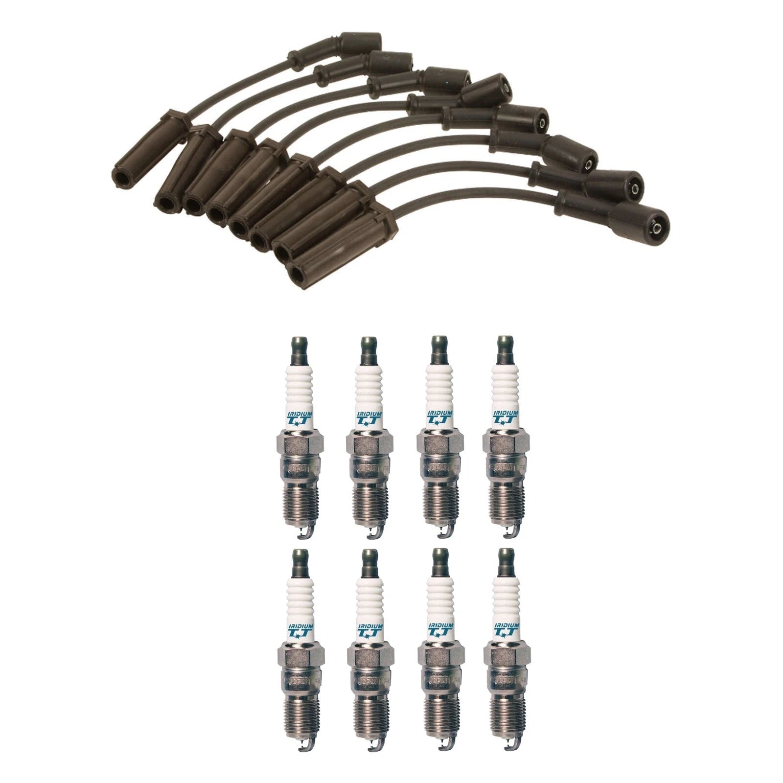 Denso Wire Set & 8 Iridium TT Spark Plugs for Chevy Caddy Hummer V8