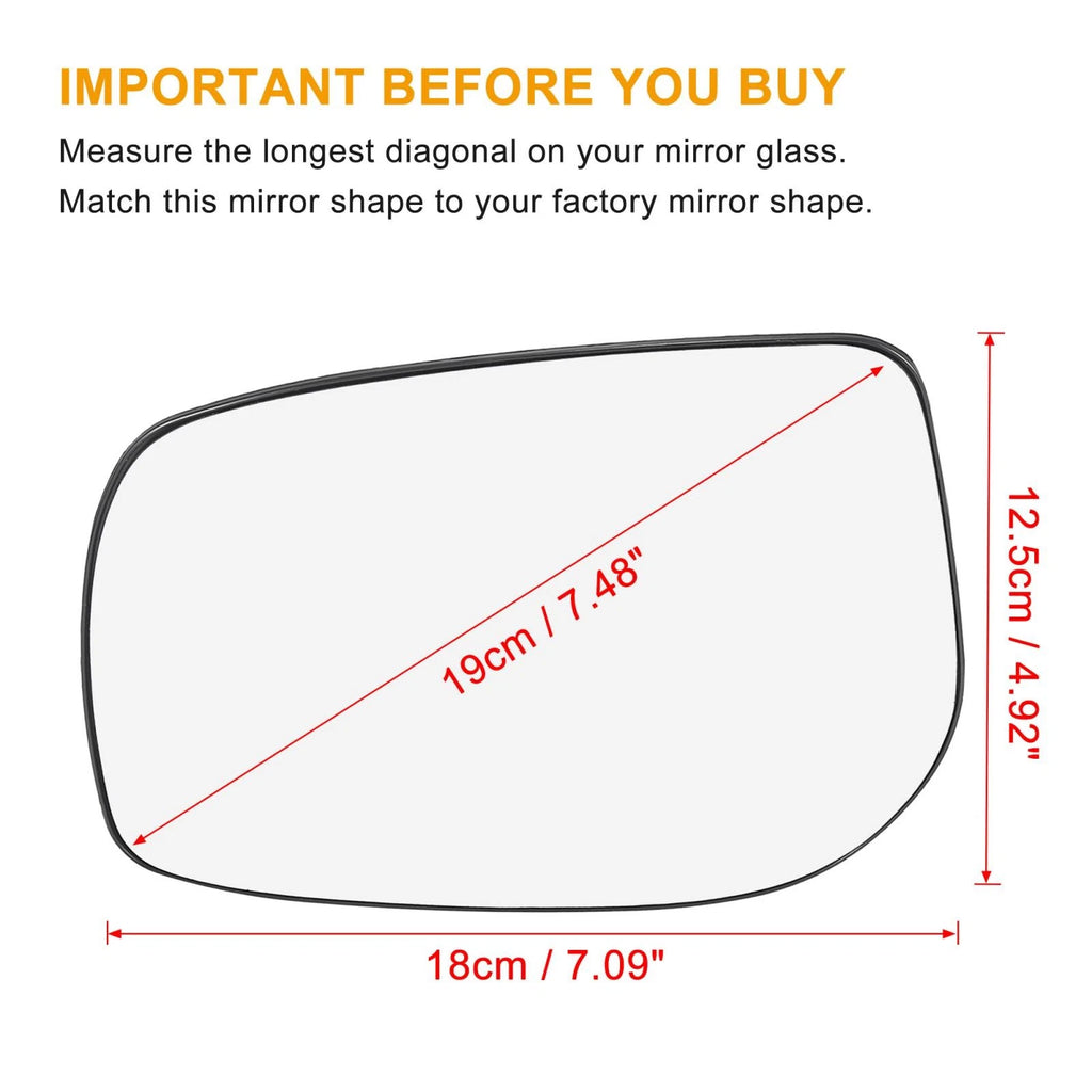 Left Side Rear View Mirror Glass with Backing Plate 159g for Toyota Yaris (2006–2011)