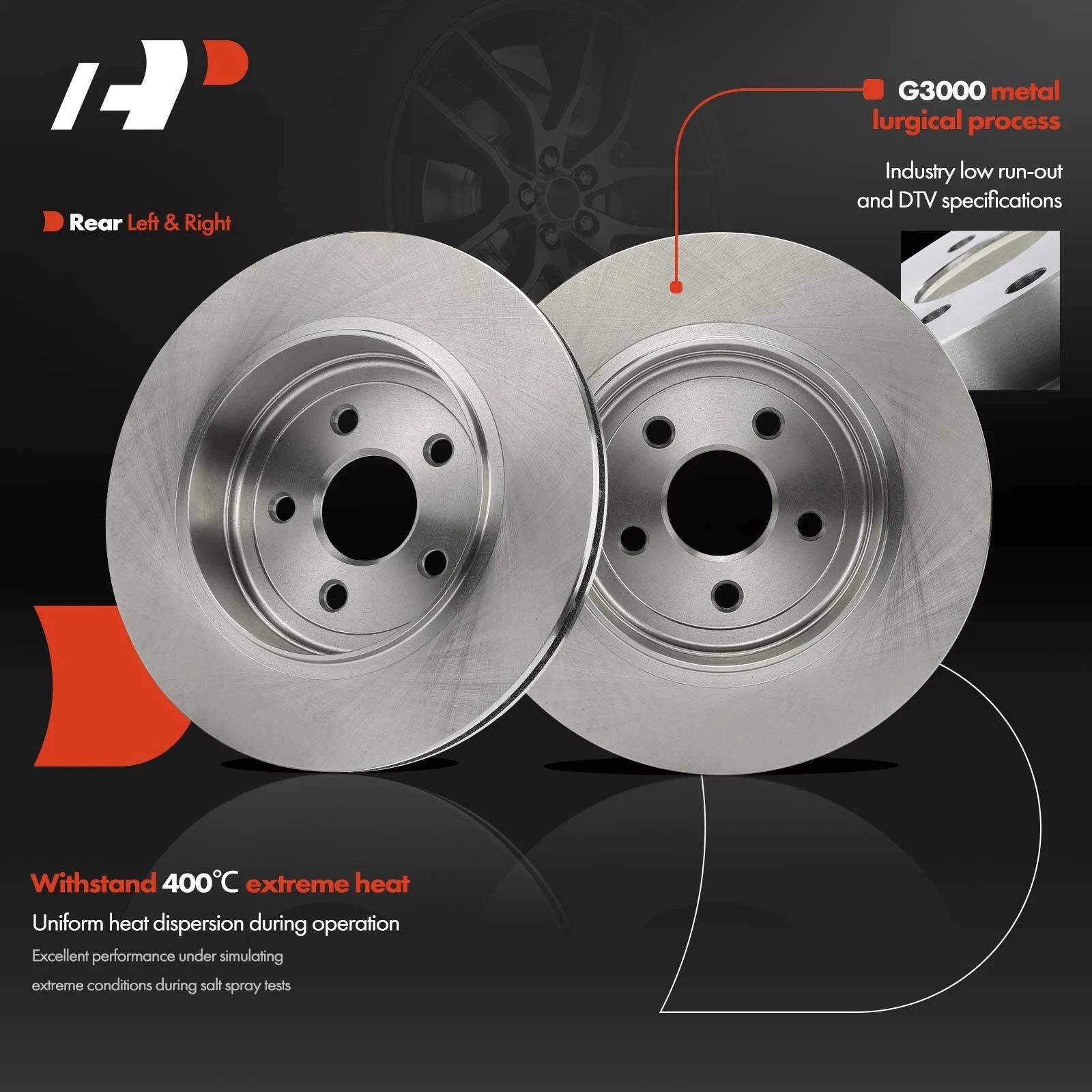 Rear Disc Brake Rotors for Jeep Grand Cherokee, Dodge Durango (2012–2021)