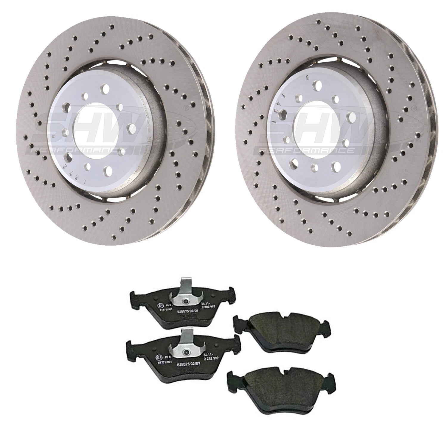 Front Cross-Drilled Rotors & Disc Brake Pad Kit for BMW E46 M3 (2001–2006)