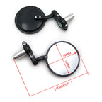 Pair Black Round 7/8" Handle Bar End Side Mirrors for Universal Motorcycles