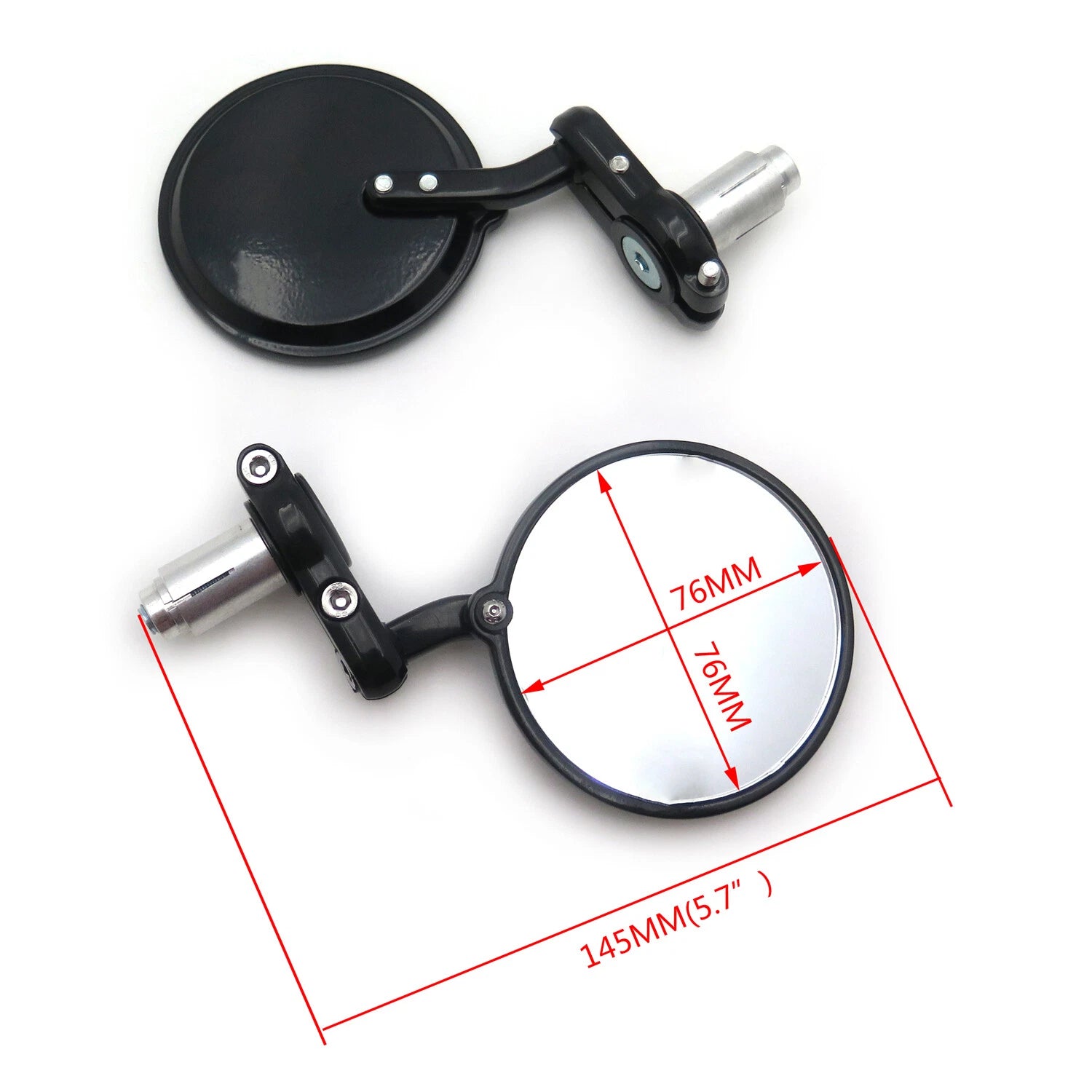 Pair Black Round 7/8" Handle Bar End Side Mirrors for Universal Motorcycles