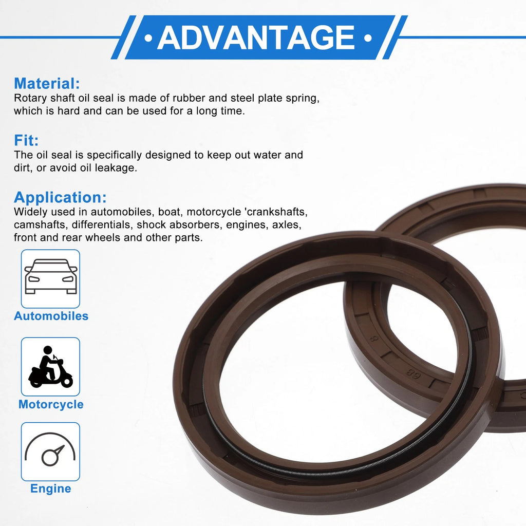 2X Oil Seal Rotary Shaft Seal FKM Rubber 52x68x8mm for Various Models