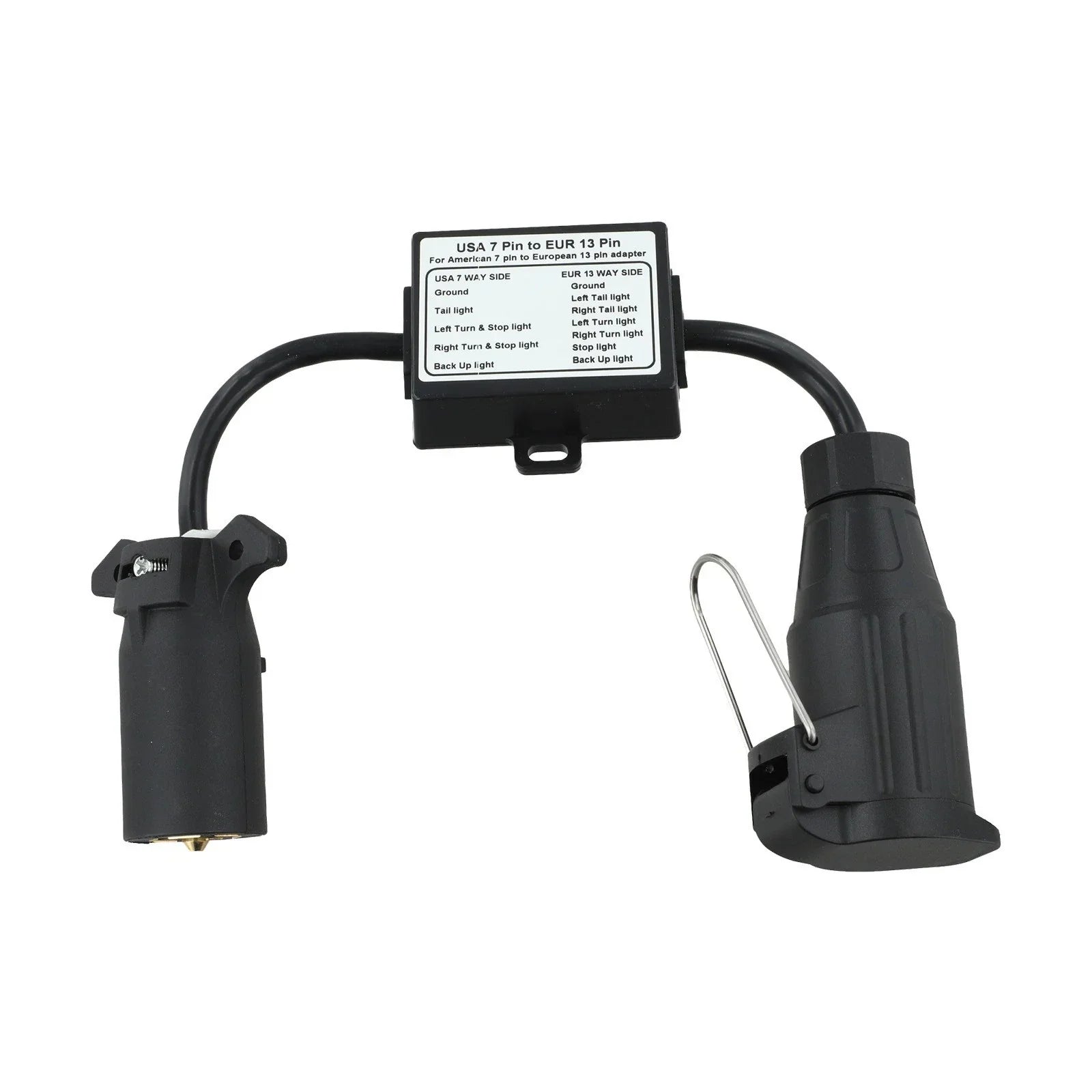 7Way Plug European 13Pin Round Trailer Light-Converter for US Vehicle