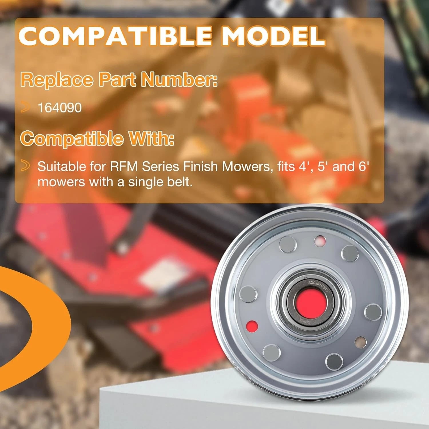 Idler Flat Pulley for King Kutter RFM Series Lawn Mower (4' 5' 6')