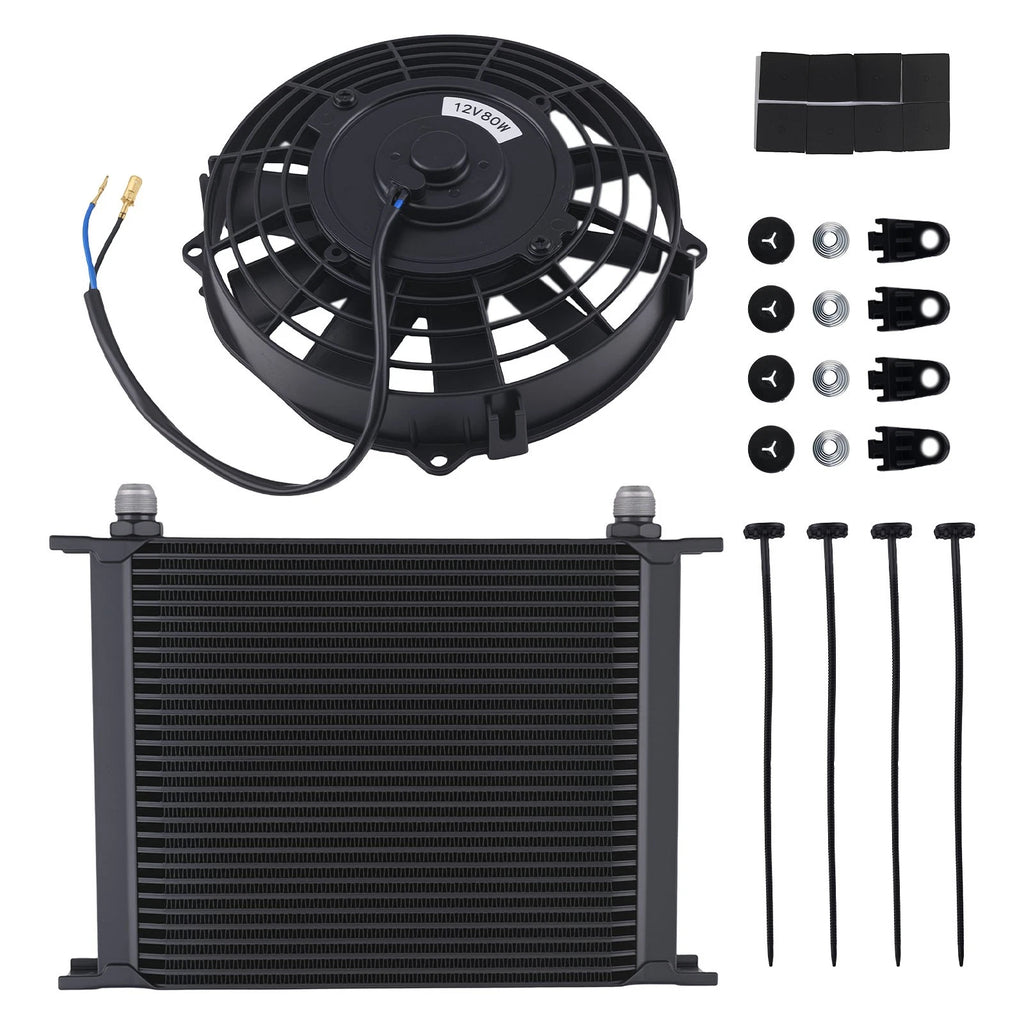 30 Row Oil Cooler with 7" Slim Pull Fan for Universal Modified Vehicles
