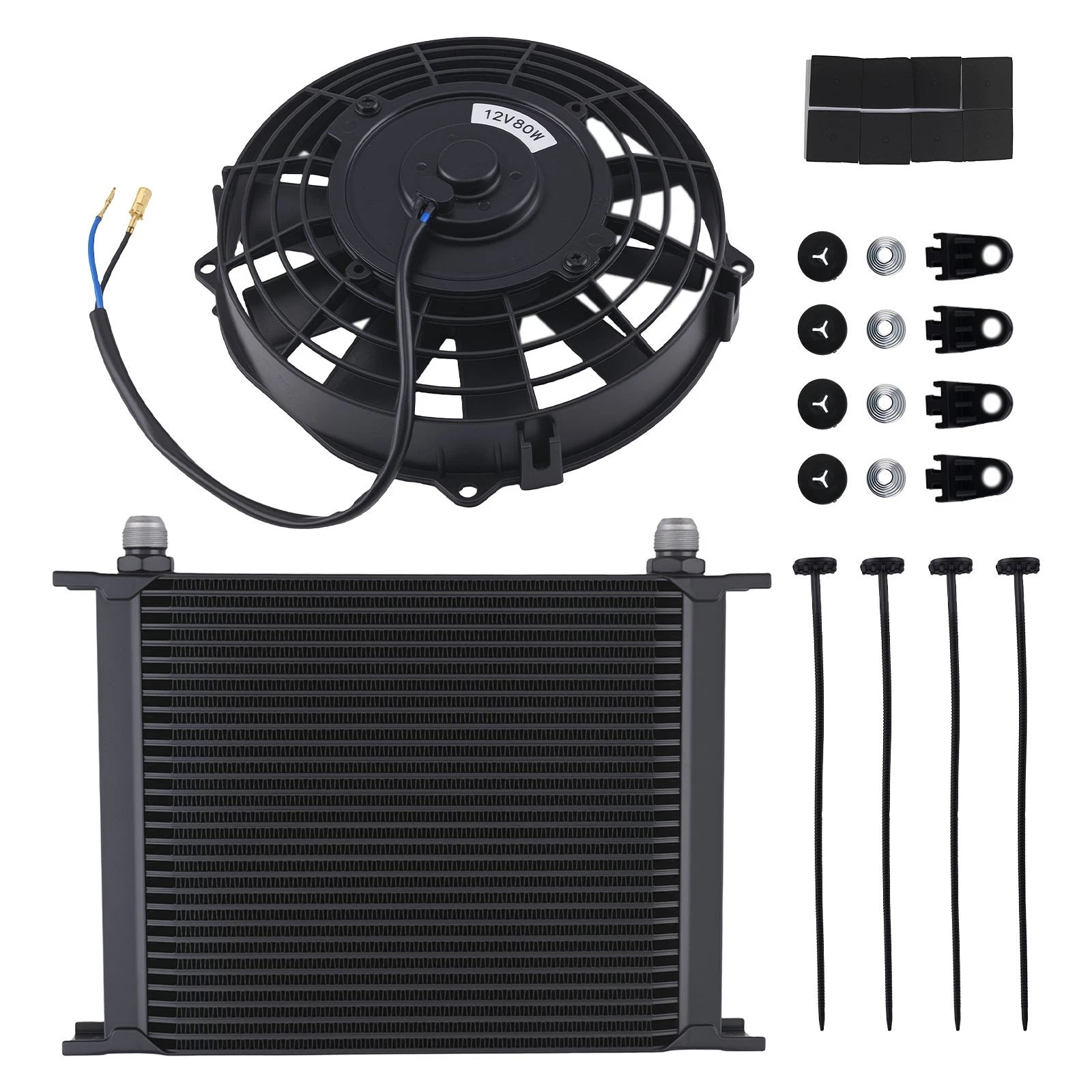 30 Row Oil Cooler with 7" Slim Pull Fan for Universal Modified Vehicles