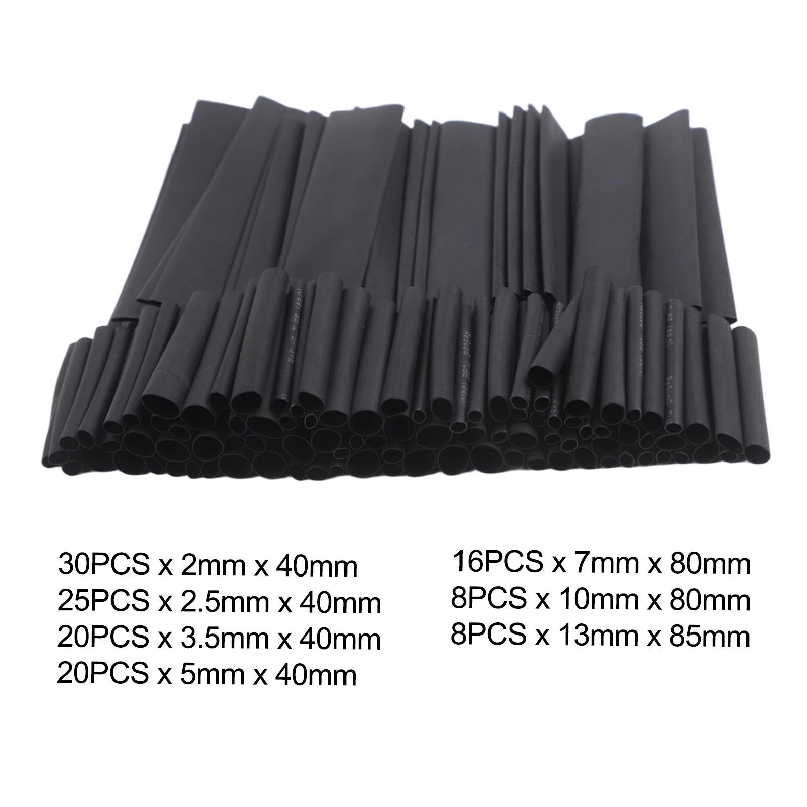 Set of 127 Heat Shrink Tubing 2-13mm for Automotive Wiring