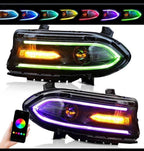 LED Projector Headlights for Dodge Charger (2015–2021) RGB Color Change L+R