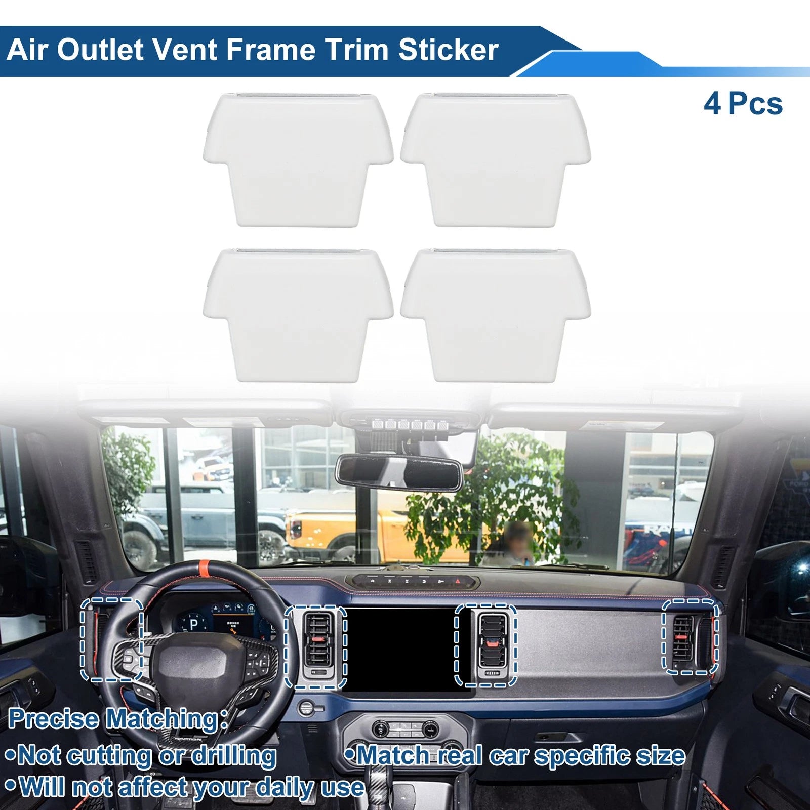 Set of 4 Air Condition Outlet Vent Trim Cover Frames for Ford Bronco (2021–2024)