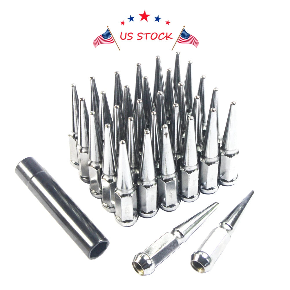 Set of 32 Chrome Spike Lug Nuts for Dodge Ram 2500 3500 (1994-2011)