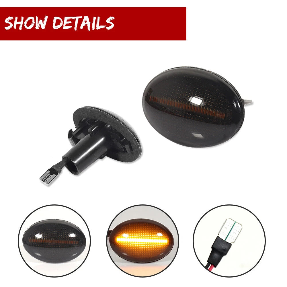 Smoked Dynamic Amber LED Side Marker Lights for MINI Cooper (2007–2016)