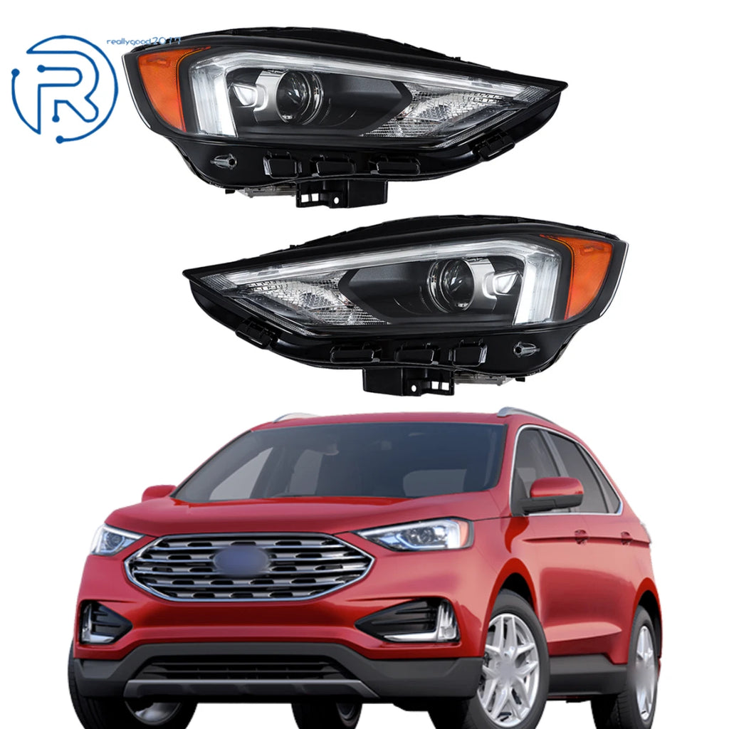 Set of 2 Black LED Headlights for Ford Edge (2019–2023)
