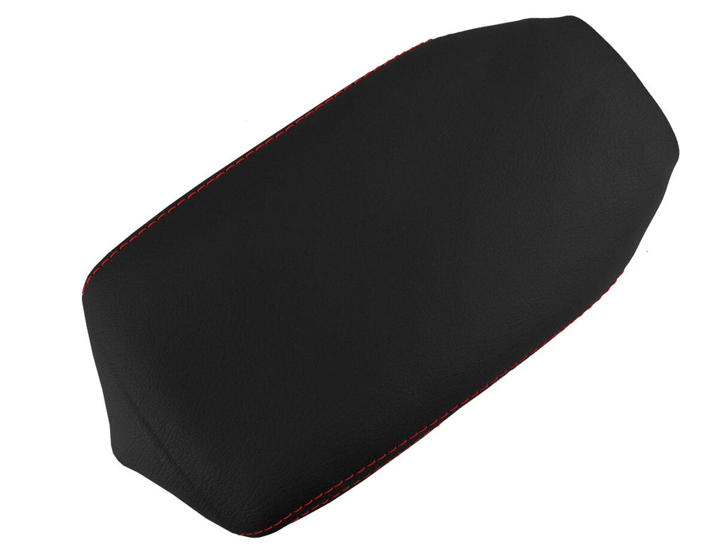 Leather Console Lid Armrest Cover for Volkswagen EOS (2007–2015) Red Stitch