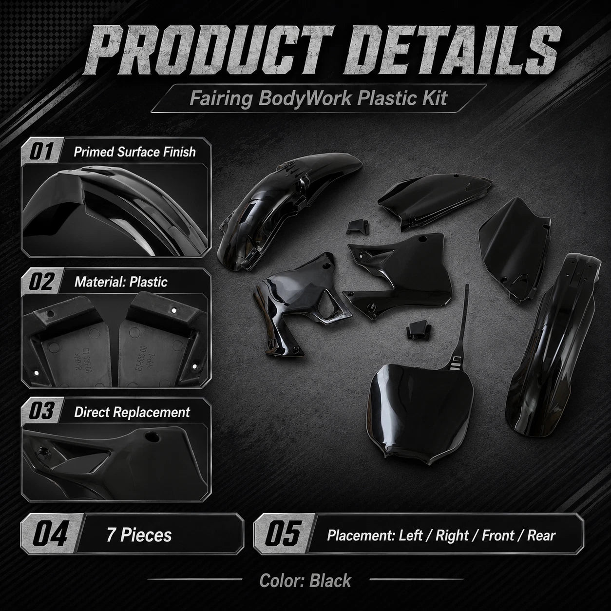 Fairing Bodywork Plastic Kit for Yamaha YZ125 YZ250 (1996–2001)