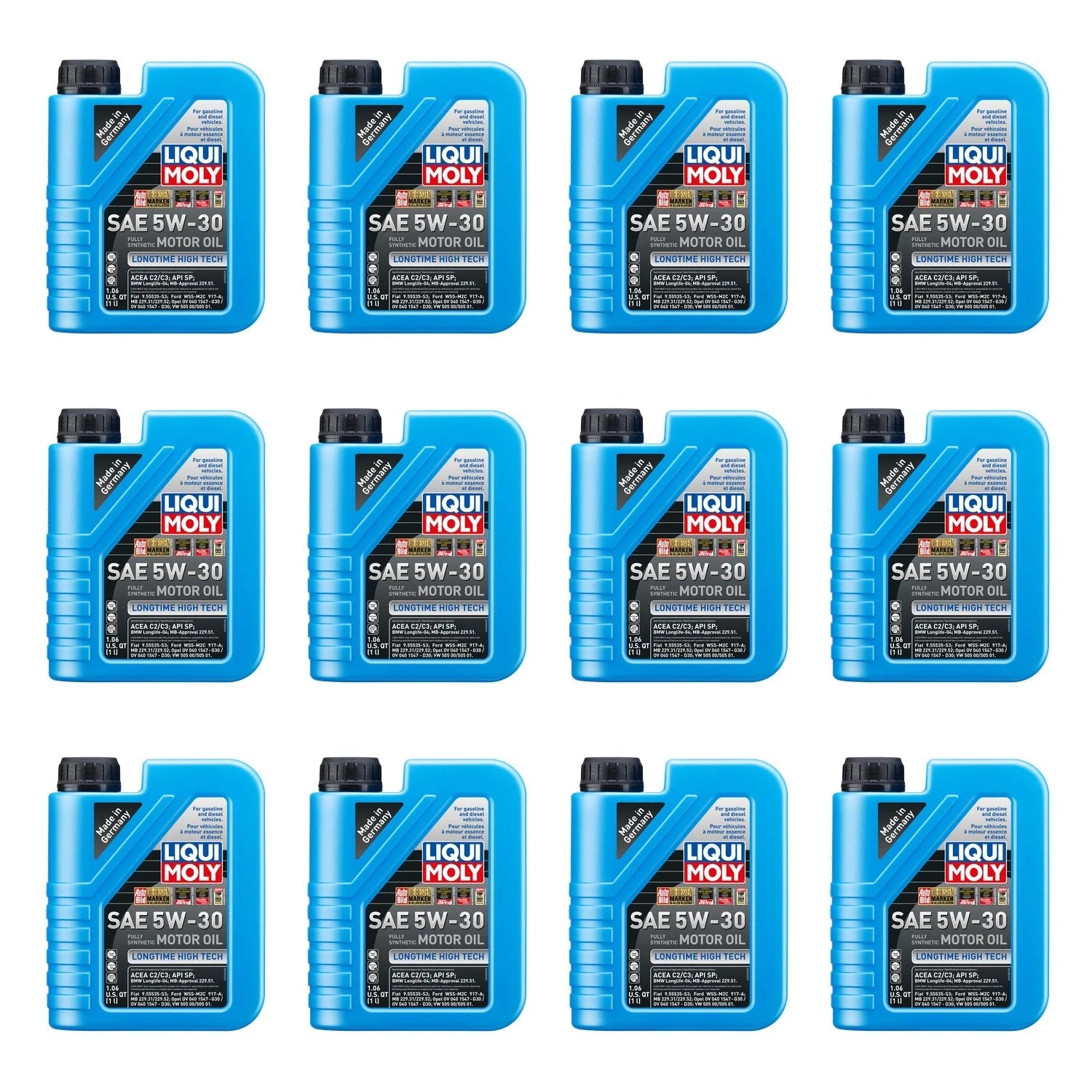 Set of 12 Liqui Moly Longtime High Tech 5W-30 Engine Motor Oil (1L each)