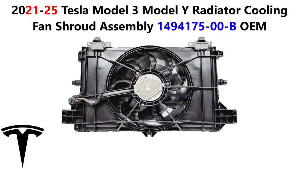 Radiator & Cooling Fan Shroud Assembly for Tesla Model 3 Model Y (2017–2023) 1494175-00-B