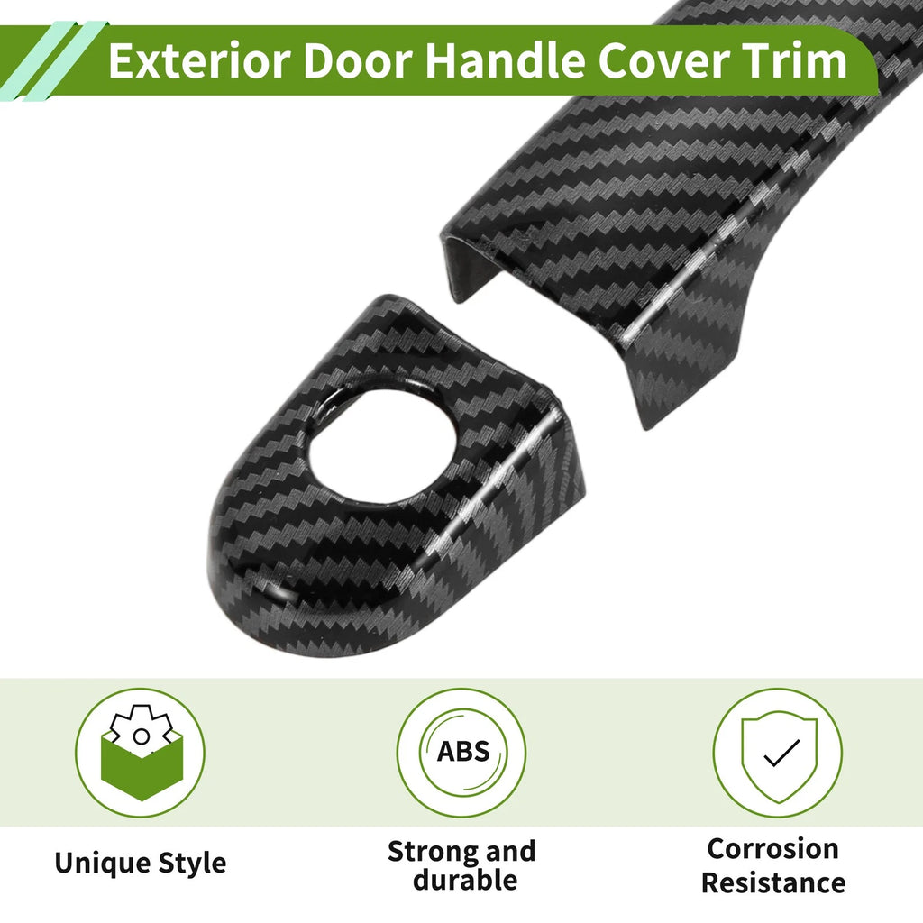 Exterior Door Handle Cover Trim for Volkswagen Transporter (Carbon Fiber, Black)