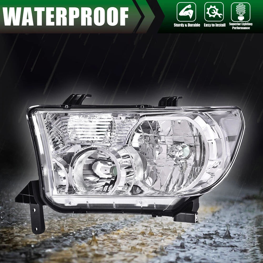 Set of 2 Chrome Headlights for Toyota Tundra, Sequoia (2007–2017)