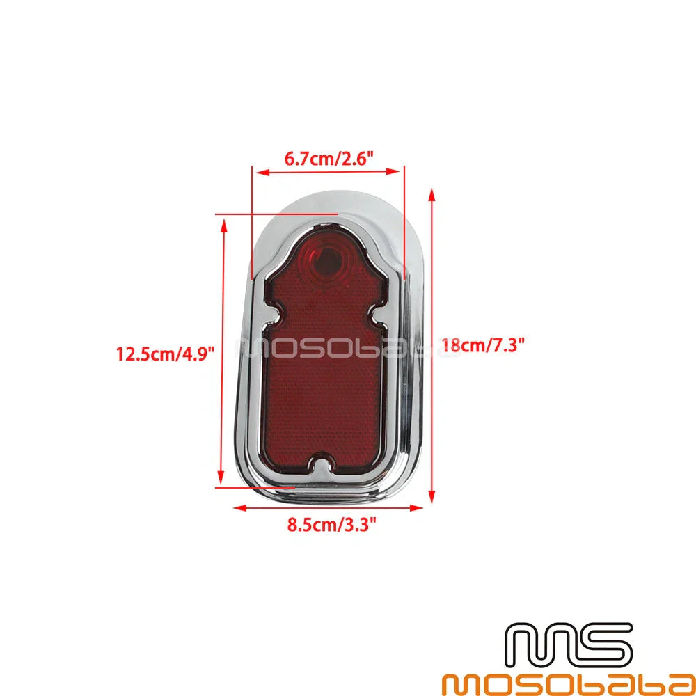 Chrome Red LED Tombstone Brake Tail Light for Harley Cafe Racer Chopper