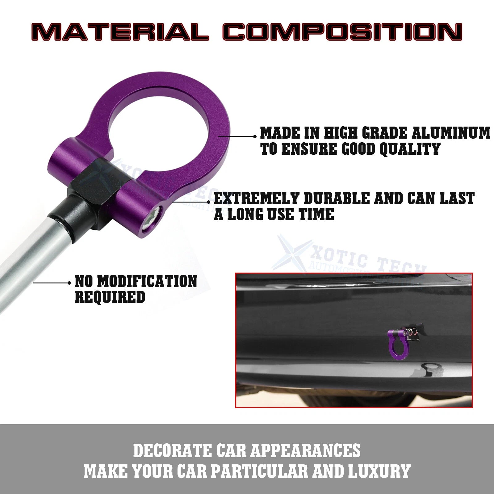 Race Tow Hook for Lexus IS RC (2011-2023) Aluminum Anodized Purple