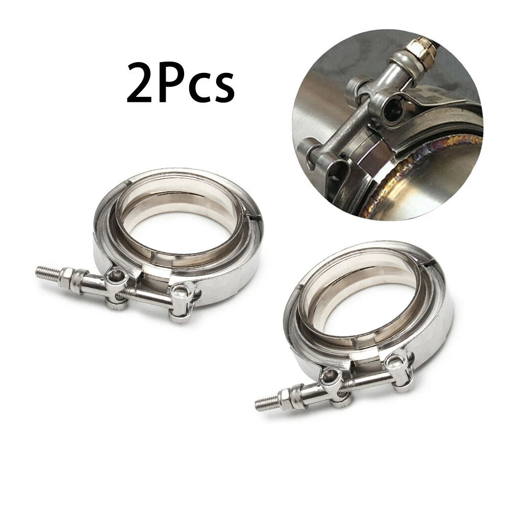 2X 3.5'' Stainless Steel V-Band Clamp Kit for Turbo Exhaust (US)
