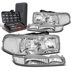 Chrome Clear Signal Headlights + Bumper Lamps for GMC Sierra (1999–2007)