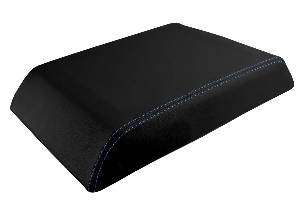 Leather Console Lid Armrest Cover for Hummer H2 (2003–2007) Blue Stitch