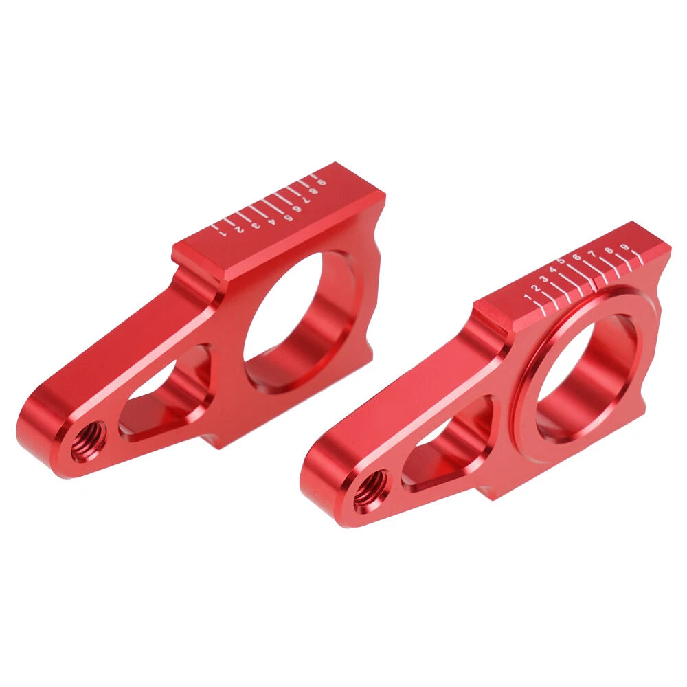 CNC Rear Axle Adjuster Blocks for Honda CRF450R CRF450X (2002–2023) Red