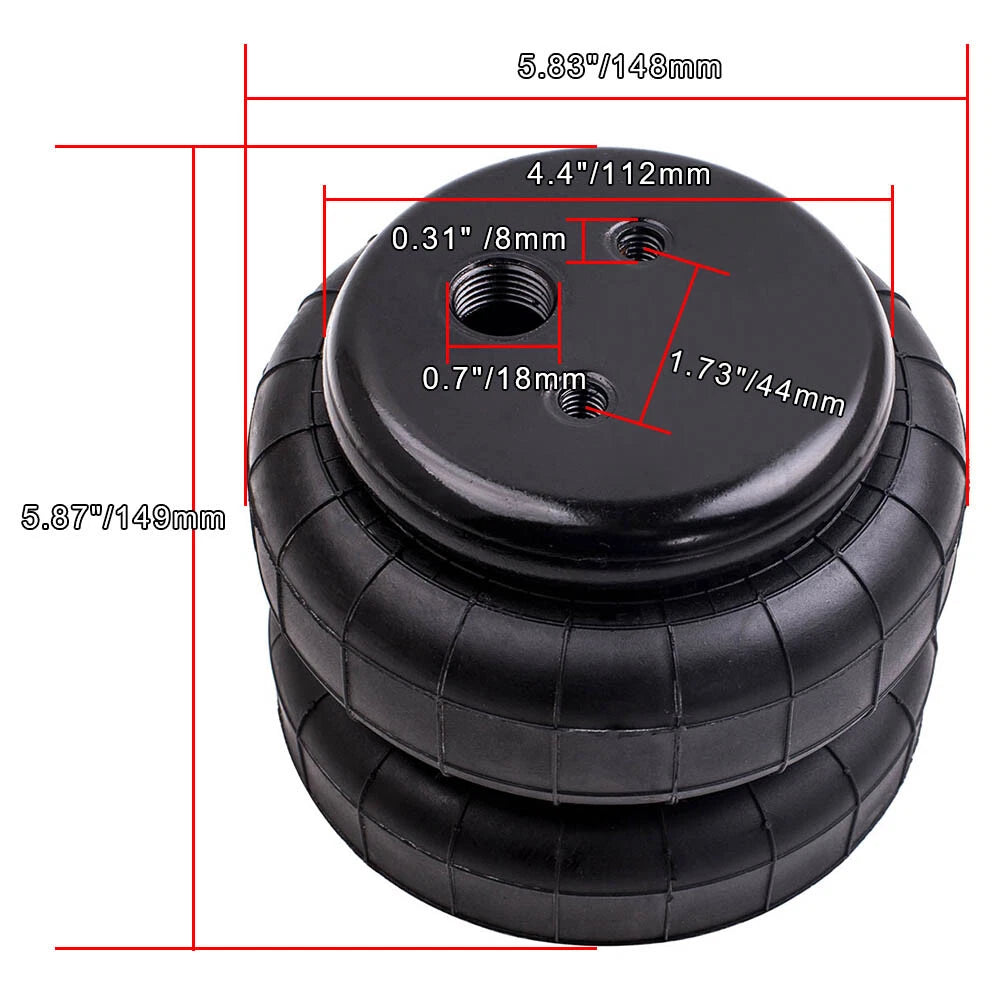 2X Air Ride Suspension Bags for Standard 2500 lb (Single Port)