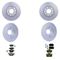 Set of 4 Hella Front Rear Rotors Low-Met Disc Brake Pad Kit for A6 Quattro (2000–2001)