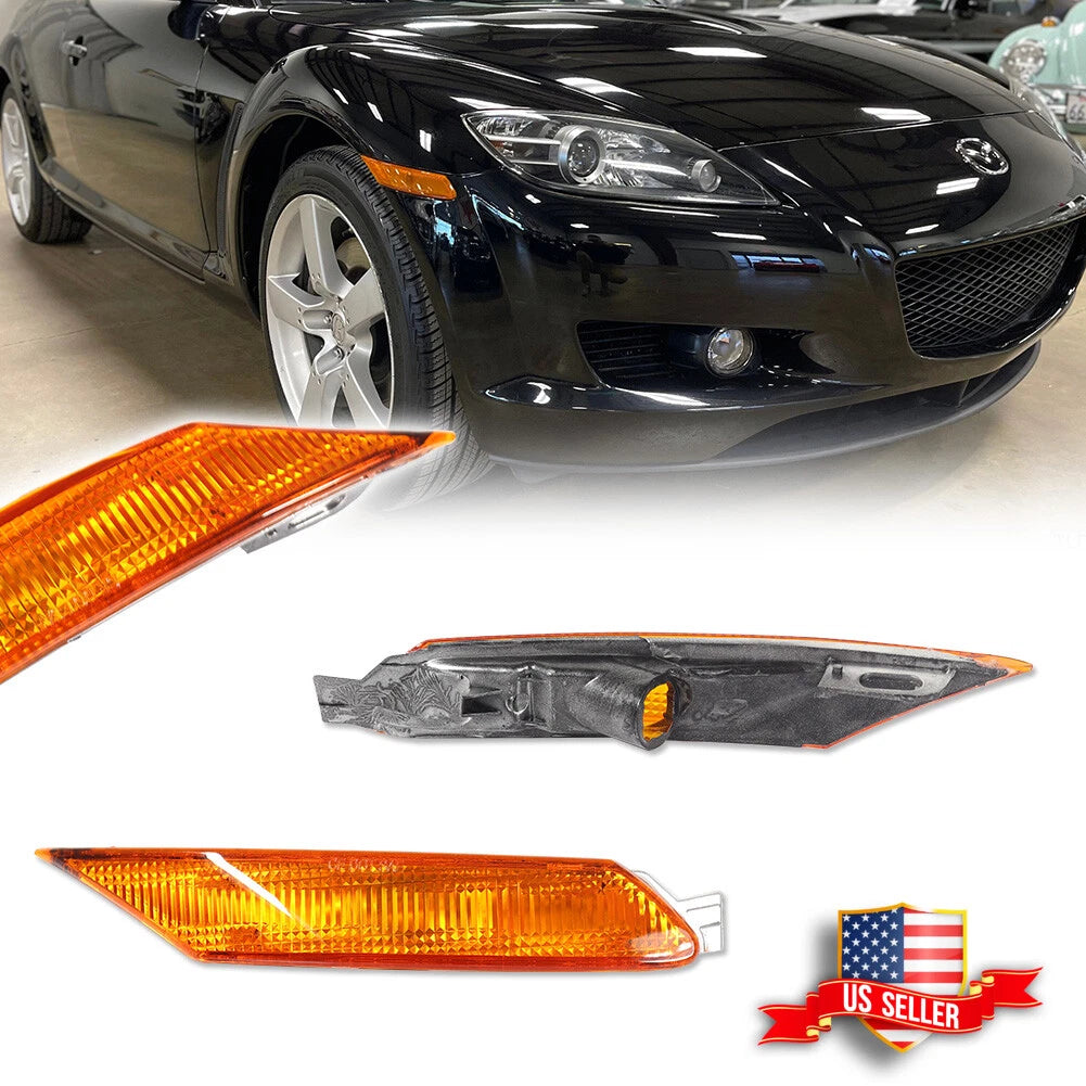 2X OE-Style Amber Lens Front Side Marker Lights for Mazda RX-8 (2004–2008)
