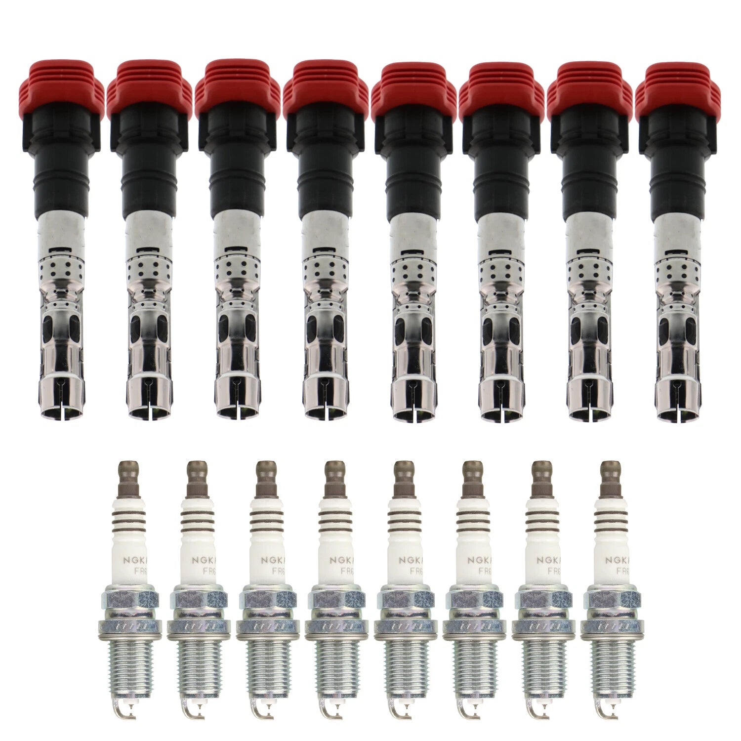 Set of 8 Ignition Coils & NGK Ruthenium HX Spark Plugs for Audi A8 Quattro S4 (2002–2009)